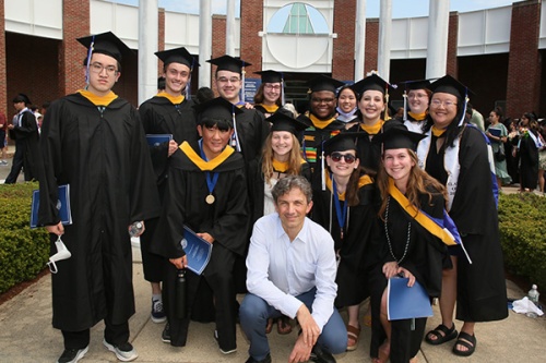 Jane Kondev and students 2022 commencement